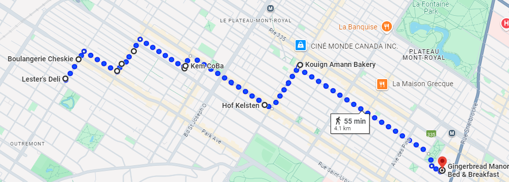 Gingerbread Manor Food Walking Tour Map